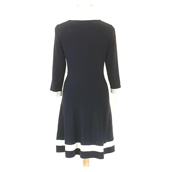 Talbots Sweater Knit Contrast Trim Flare Dress - Picture 5 of 8